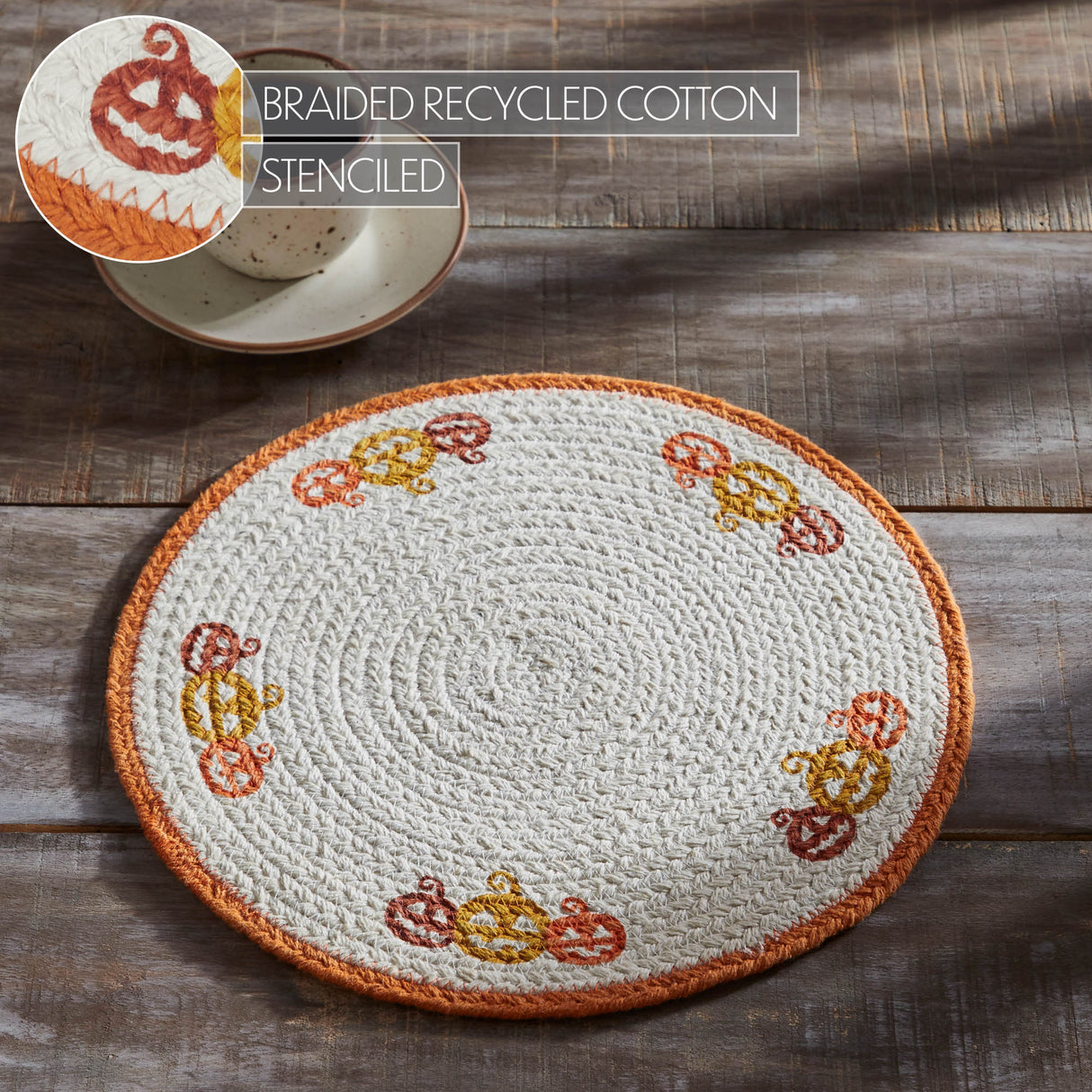 Braided Cotton Country Halloween Stencil Trivet 12, Set of 3