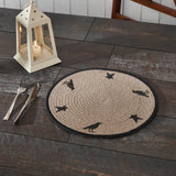 Braided Cotton Raven Harvest Stencil Placemat 14 inch Diameter, Decorative Fall Placemat, Table Decor for Fall and Thanksgiving, 4 Pack 4 Pack
