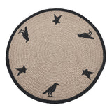 Braided Cotton Raven Harvest Stencil Placemat 14 inch Diameter, Decorative Fall Placemat, Table Decor for Fall and Thanksgiving, 2 Pack
