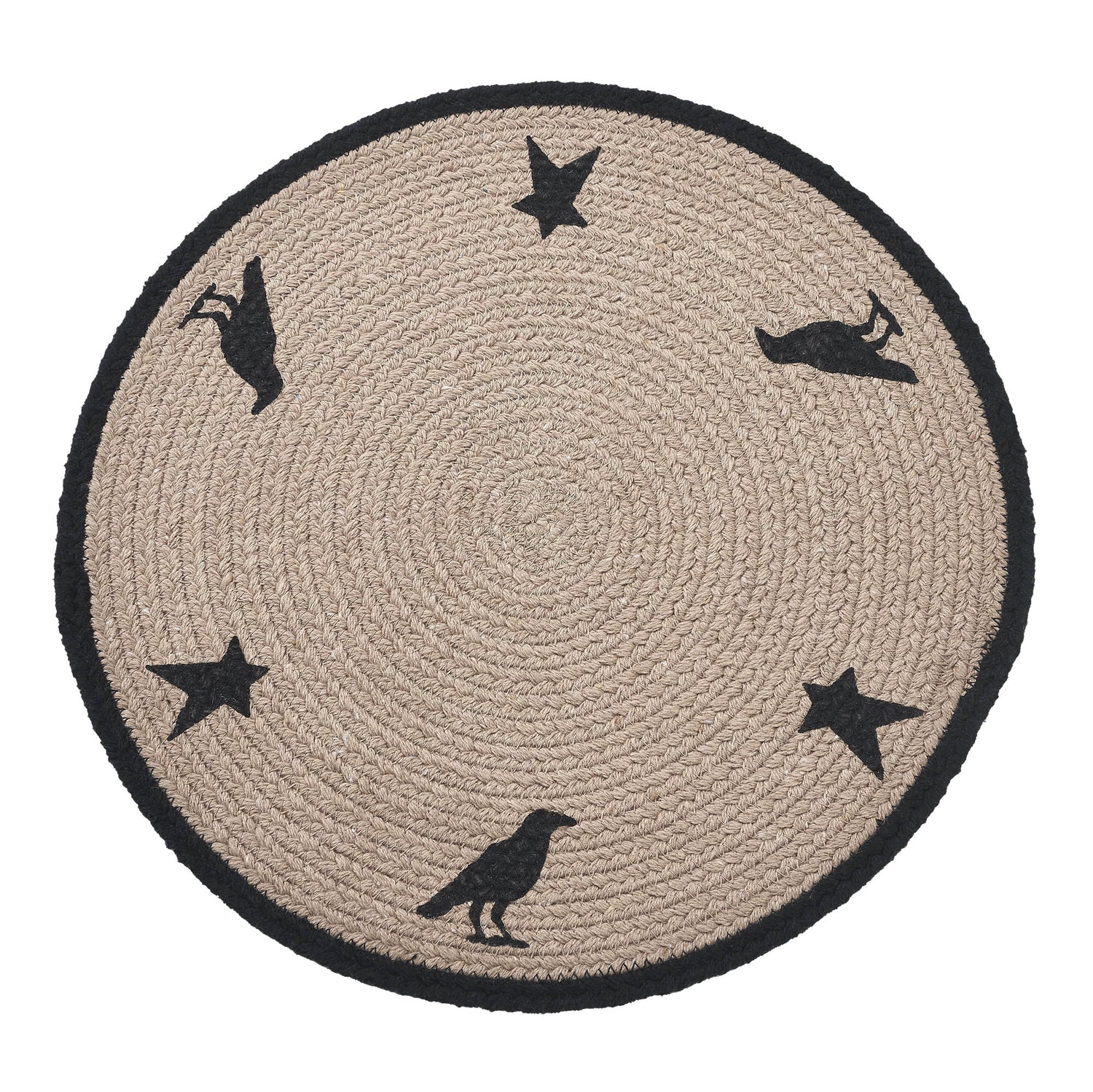 Braided Cotton Raven Harvest Stencil Placemat 14 inch Diameter, Decorative Fall Placemat, Table Decor for Fall and Thanksgiving, 8 Pack 8 Pack