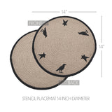 Braided Cotton Raven Harvest Stencil Placemat 14 inch Diameter, Decorative Fall Placemat, Table Decor for Fall and Thanksgiving, 2 Pack