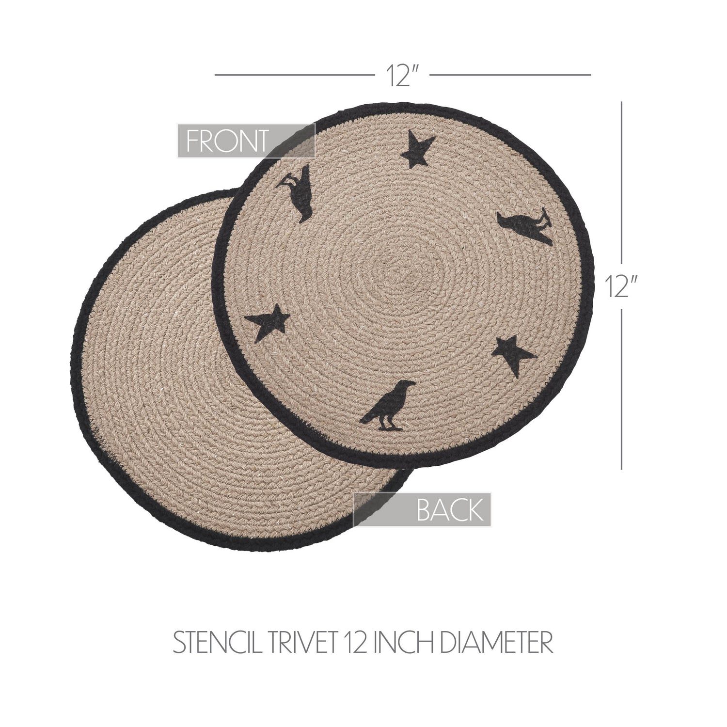 Braided Cotton Raven Harvest Stencil Trivet 12, Set of 3