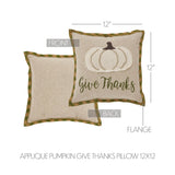Harvest Blessings Applique Pumpkin Give Thanks Pillow 12x12