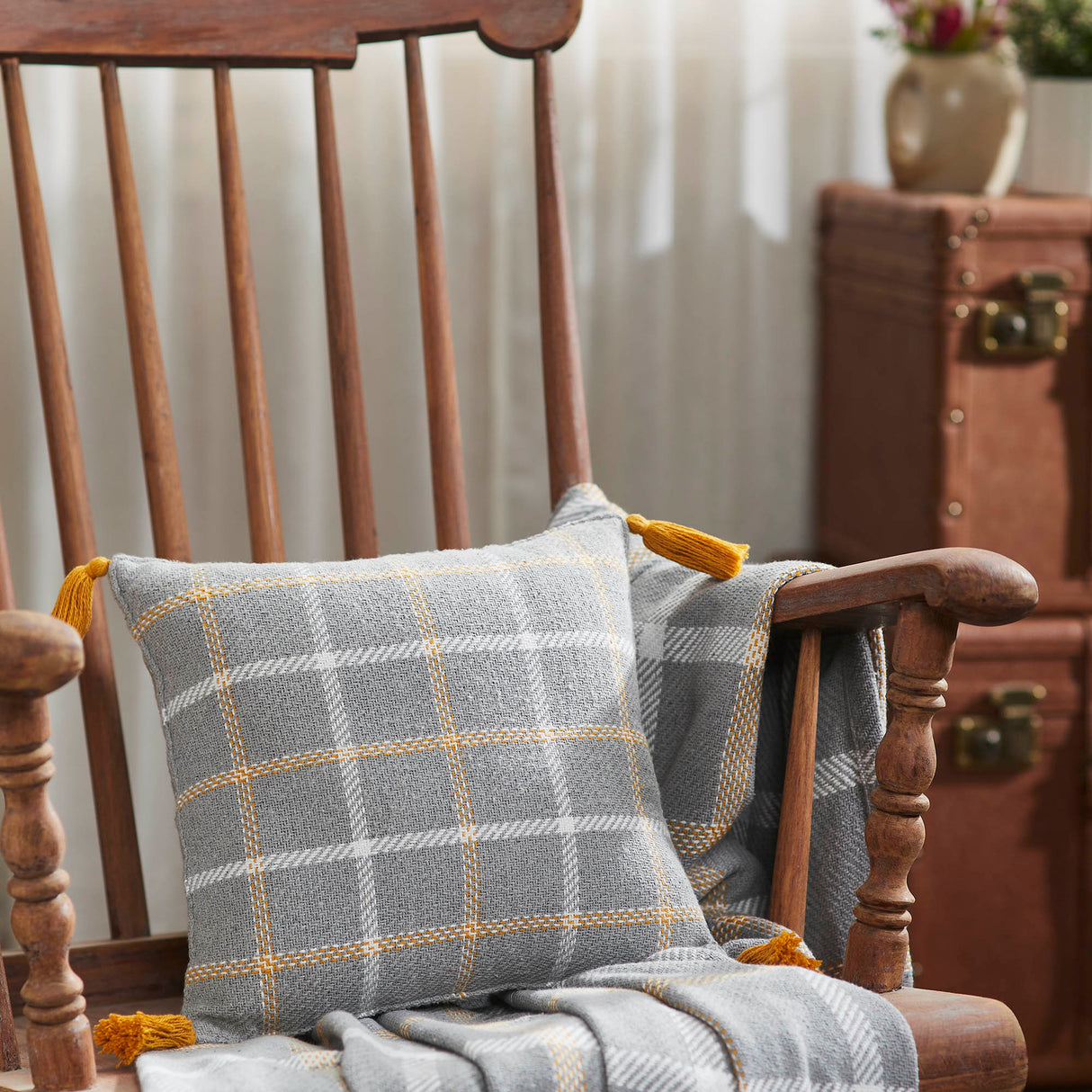 Harvest Blessings Woven Plaid Pillow