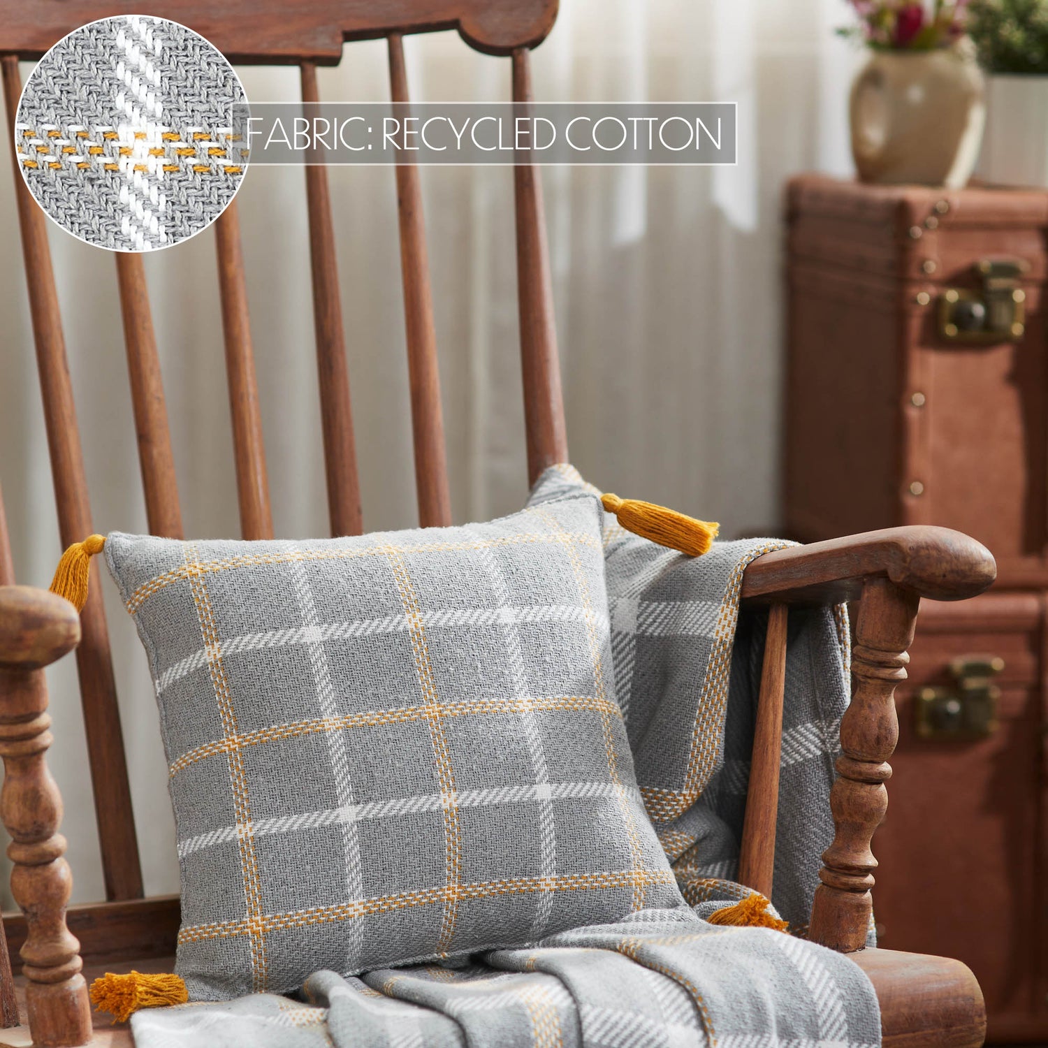 Harvest Blessings Woven Plaid Pillow