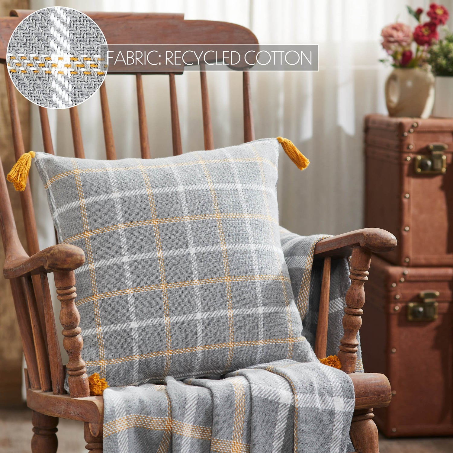 Harvest Blessings Woven Plaid Pillow