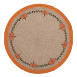 Braided Cotton Harvest Blessings Natural Stencil Pumpkin Placemat 14 inch Diameter, Decorative Fall Placemat, Table Decor for Fall and Thanksgiving, 6 Pack 6 Pack