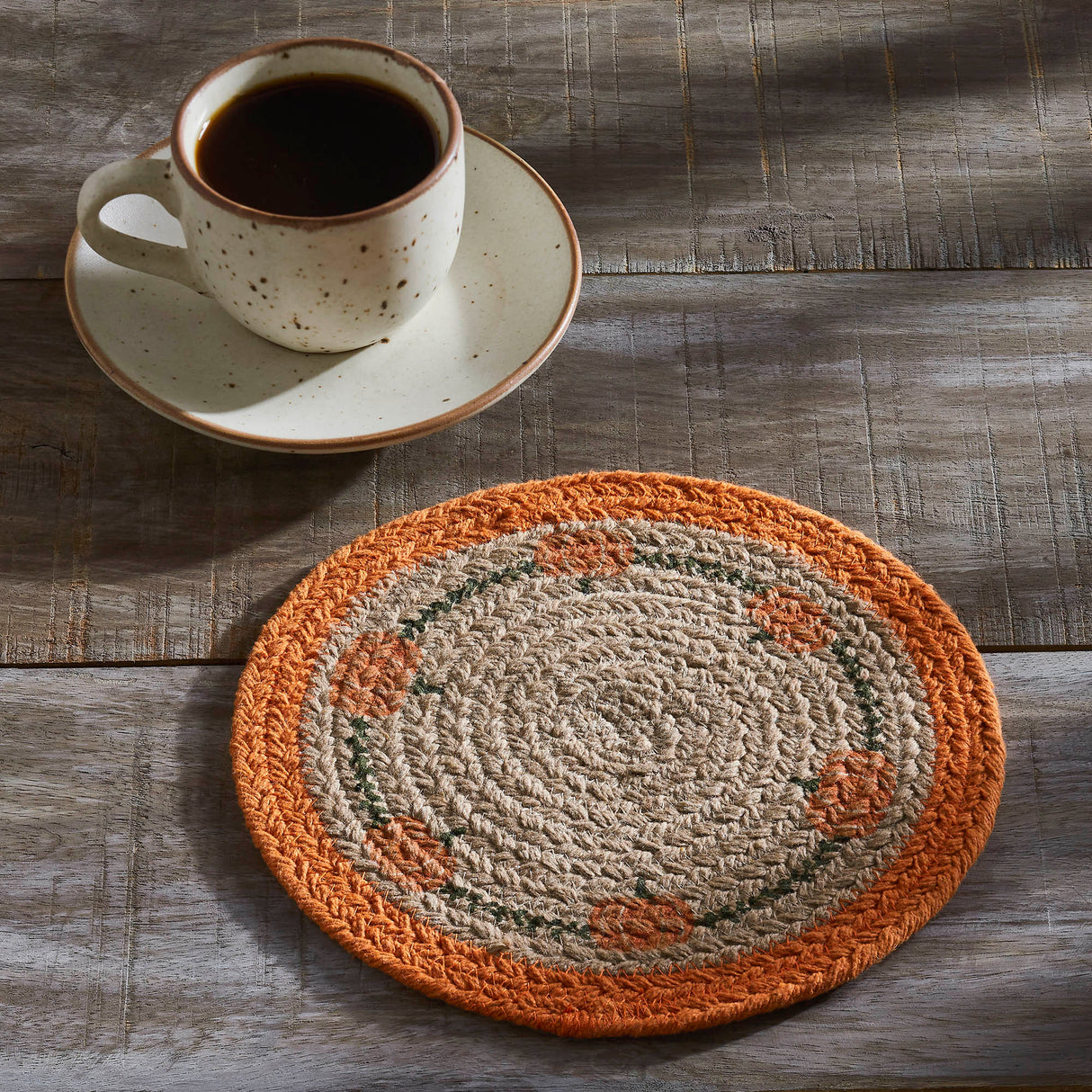 Jute Harvest Blessings Natural Stencil Pumpkin Trivet 8, Set of 3