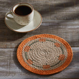 Jute Harvest Blessings Natural Stencil Pumpkin Trivet 8, Set of 3