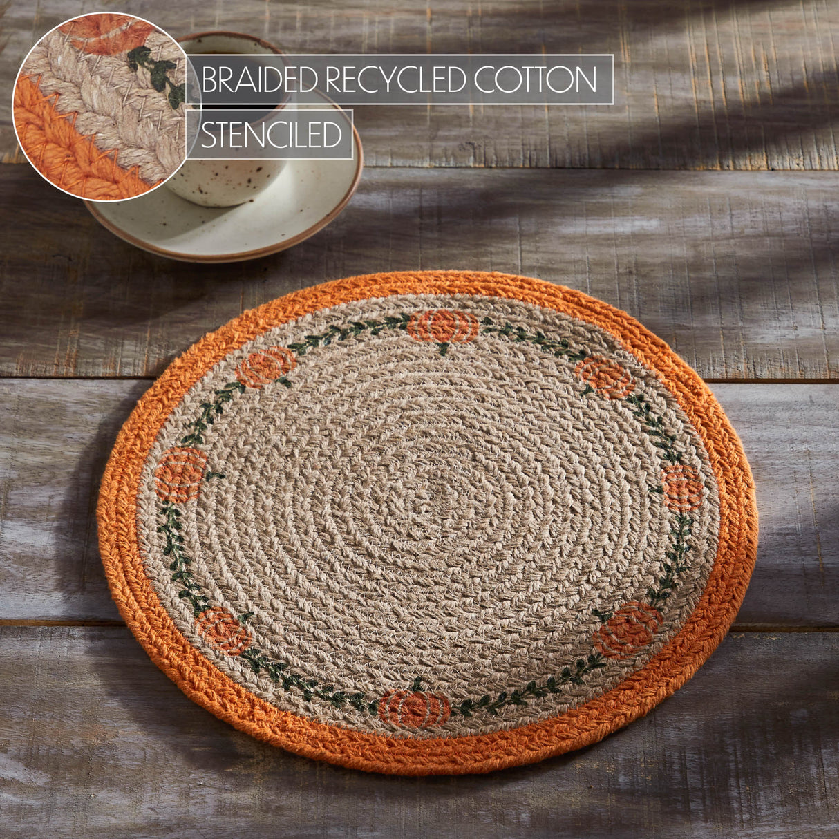 Jute Harvest Blessings Natural Stencil Pumpkin Trivet 12, Set of 3