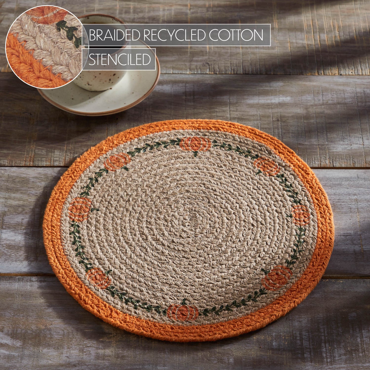 Jute Harvest Blessings Natural Stencil Pumpkin Trivet 12, Set of 3