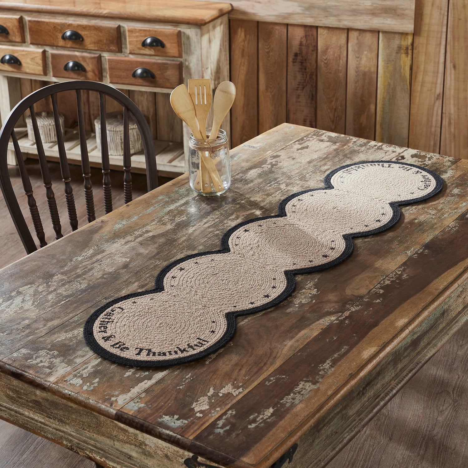 Harvest Blessings Stencil Gather & Be Thankful Runner