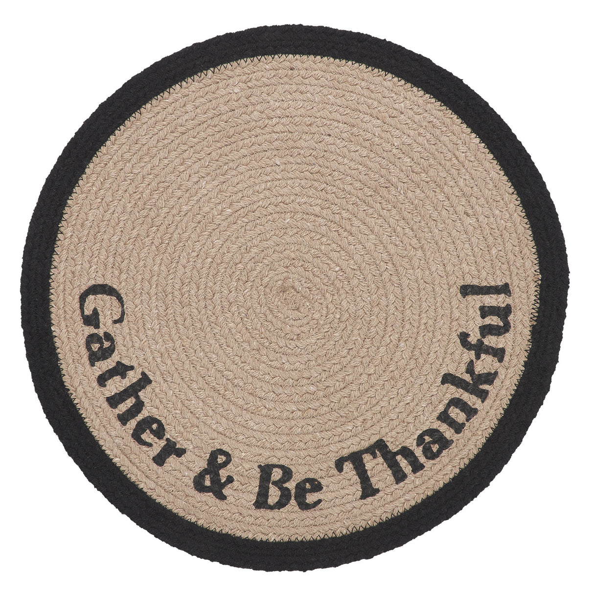 Braided Cotton Harvest Blessings Stencil Gather & Be Thankful Placemat 14 inch Diameter, Decorative Fall Placemat, Table Decor for Fall and Thanksgiving, 2 Pack