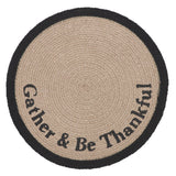 Braided Cotton Harvest Blessings Stencil Gather & Be Thankful Placemat 14 inch Diameter, Decorative Fall Placemat, Table Decor for Fall and Thanksgiving, 12 Pack 12 Pack