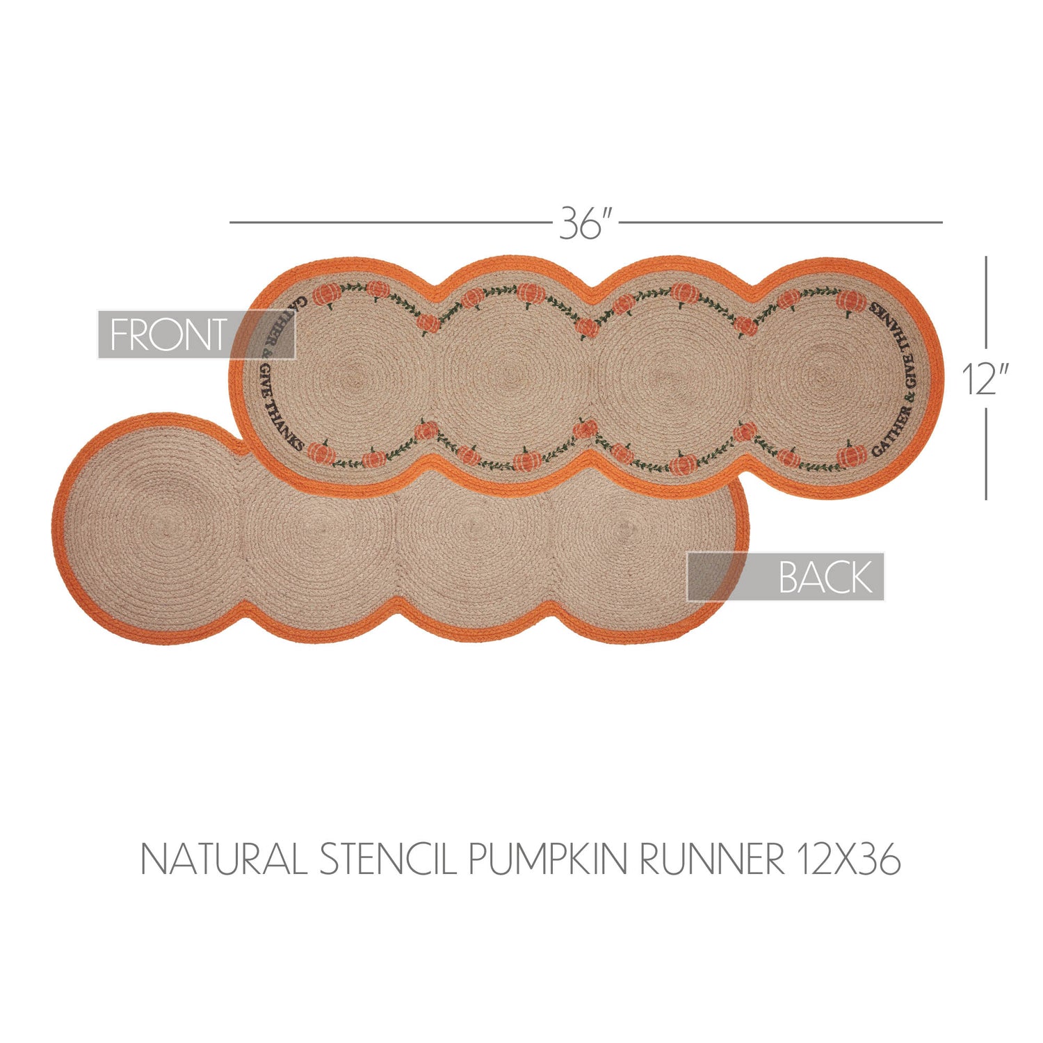 Harvest Blessings Natural Stencil Pumpkin Runner
