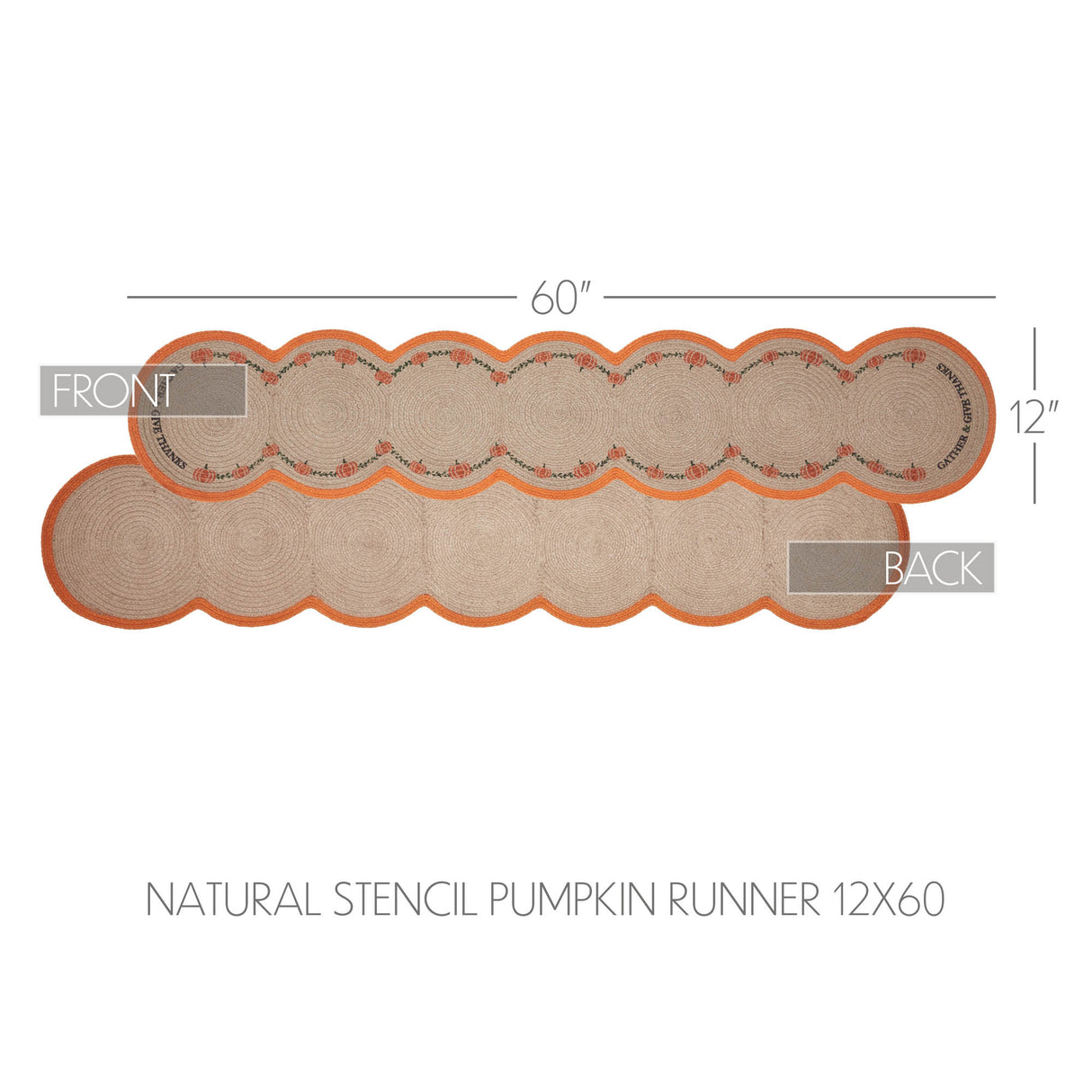 Harvest Blessings Natural Stencil Pumpkin Runner