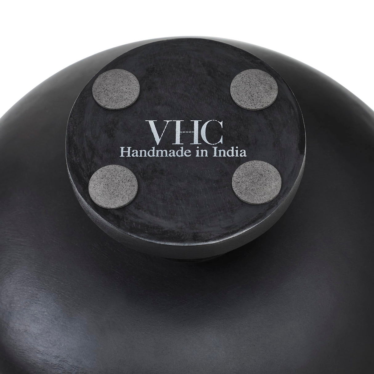Ribbed Black Wooden Bowl 12x12x5.75