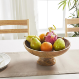 Ribbed Natural Wooden Bowl 12x12x5.75