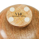 Ribbed Natural Wooden Bowl 12x12x5.75