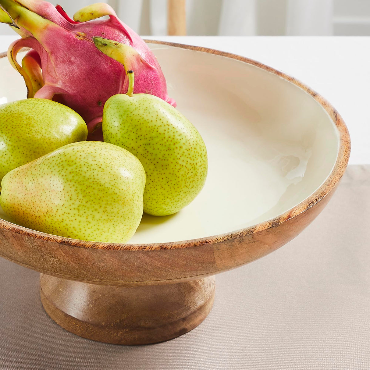 Natural with White Wooden Bowl 12x12x5.75