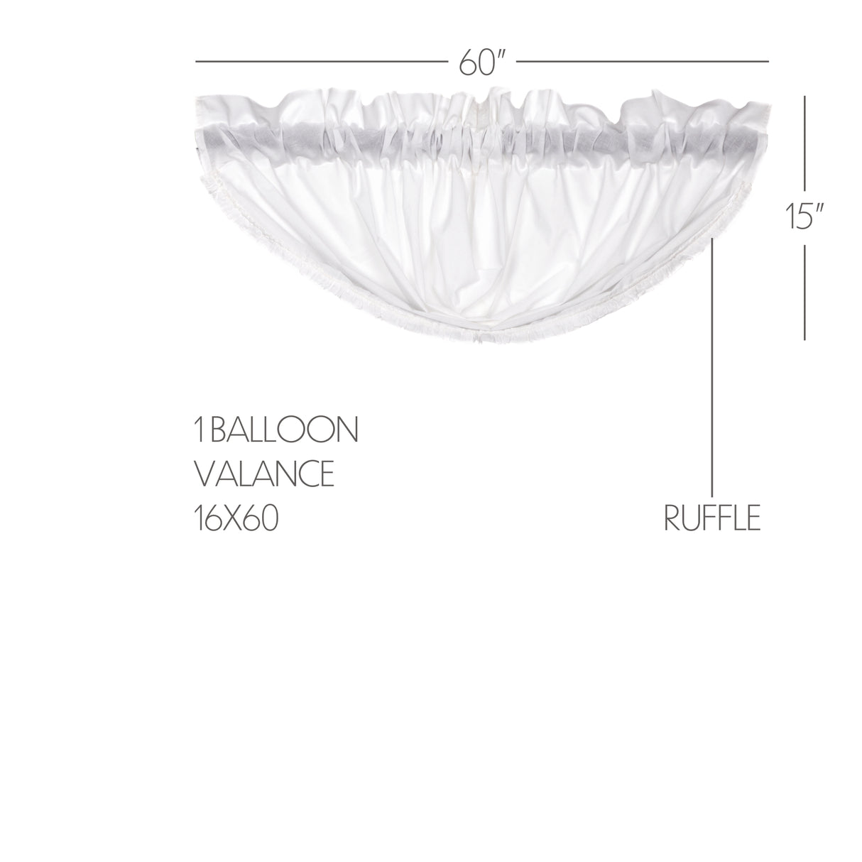 White Ruffled Sheer Balloon Valance 15x60