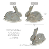 VHC Brands Bunny Hop 2PC Bunny Hop Wooden Bunny w/ Pearl Beads & Rocker Base ,Small and Large