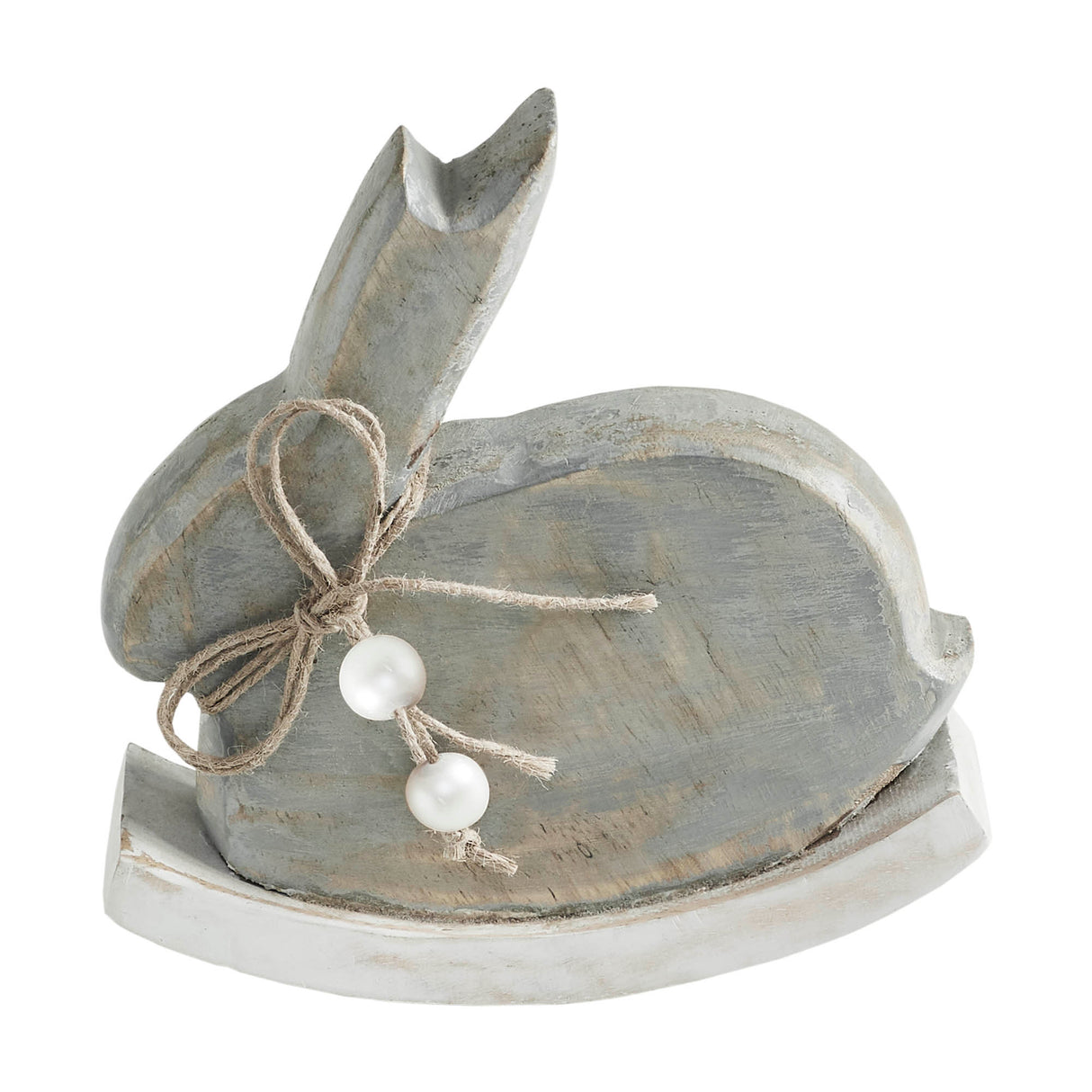 VHC Brands Bunny Hop 2PC Bunny Hop Wooden Bunny w/ Pearl Beads & Rocker Base ,Small and Large
