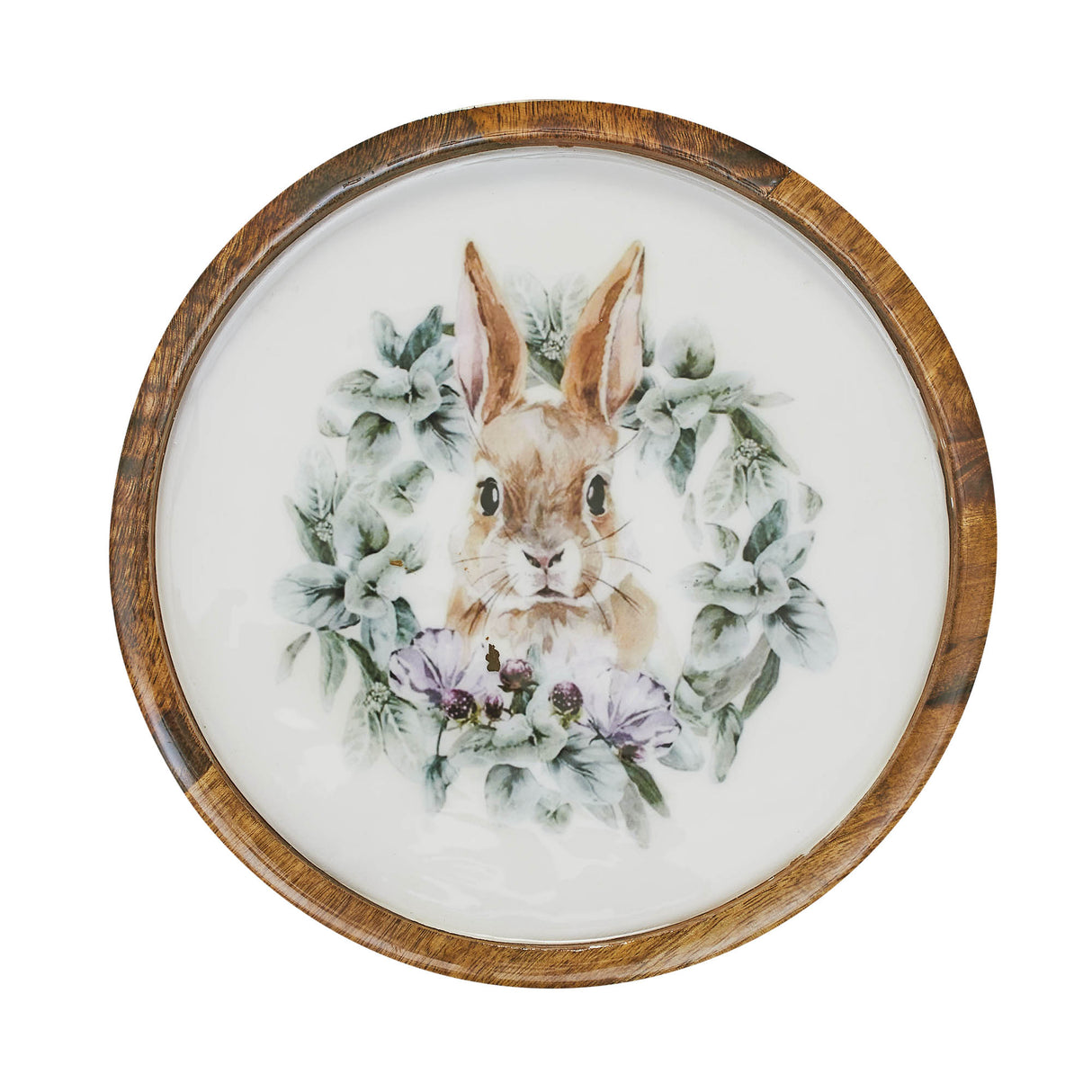 VHC Brands Bunny Hop 3PC Bunny Hop Wooden Plate Natural w/ Bunny & Wreath ,Small Meduim and Large
