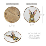 VHC Brands Bunny Hop 2PC Bunny Hop Wooden Plate White w/ Bunny ,Small and Large