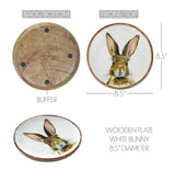 VHC Brands Bunny Hop 2PC Bunny Hop Wooden Plate White w/ Bunny ,Small and Large