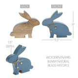 VHC Brands Bunny Hop 2PC Bunny Hop Wooden Enamel Bunny w/ Natural Beads ,Small and Large