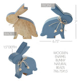 VHC Brands Bunny Hop 2PC Bunny Hop Wooden Enamel Bunny w/ Natural Beads ,Small and Large