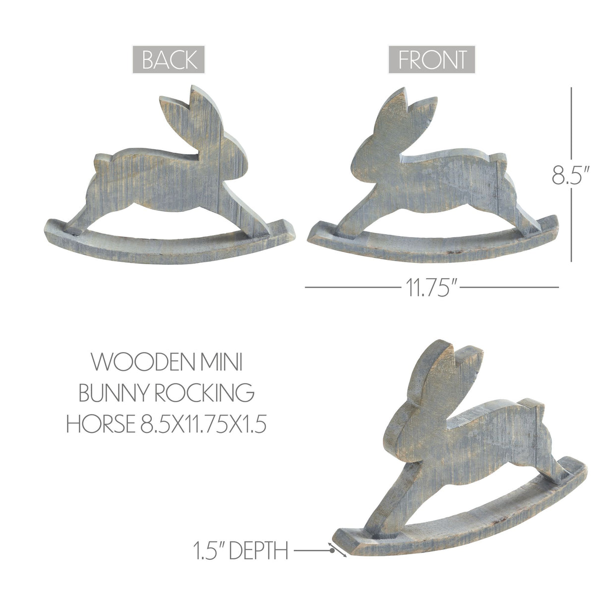 VHC Brands Bunny Hop 2PC Bunny Hop Wooden Mini Bunny Rocking Horse ,Small and Large