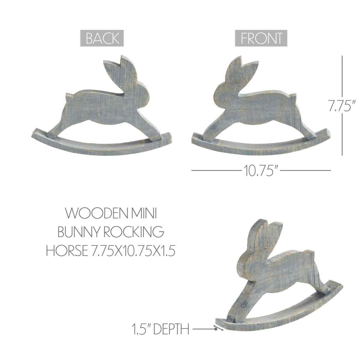 VHC Brands Bunny Hop 2PC Bunny Hop Wooden Mini Bunny Rocking Horse ,Small and Large
