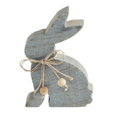 VHC Brands Bunny Hop 2PC Bunny Hop Wooden Sitting Bunny Grey w/ Natural Beads ,Small and Large