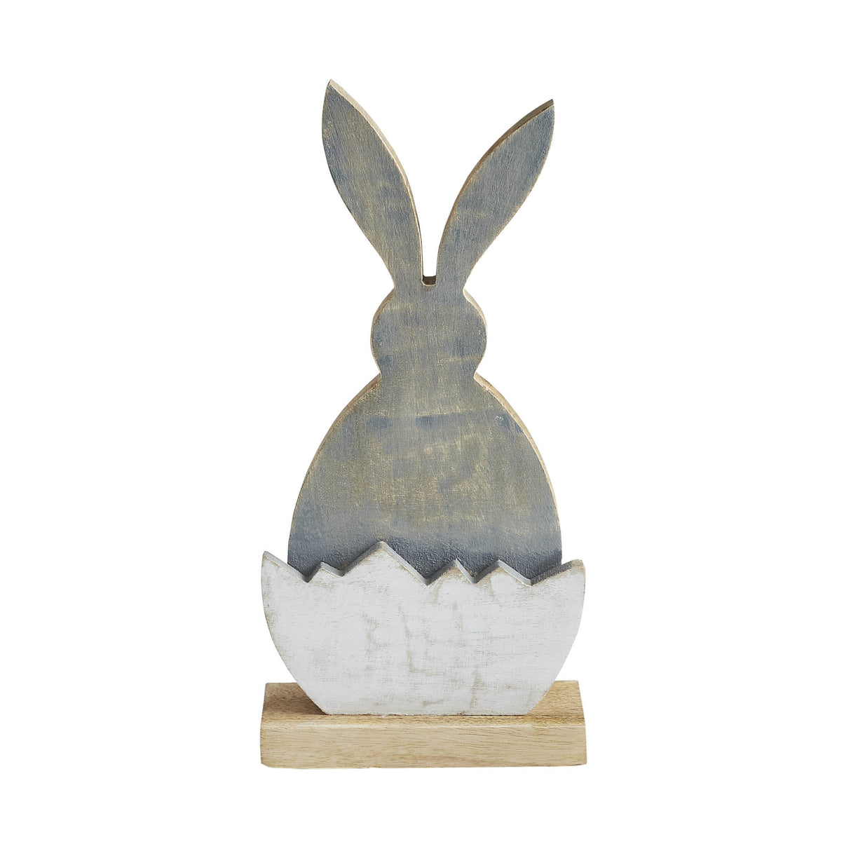 VHC Brands Bunny Hop 2PC Bunny Hop Wooden Half Egg w/ Grey Bunny Silhouette ,Small and Large