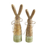 Bunny Hop Wooden Skinny Bunnies In Green Enamel Set of 2 Sizes