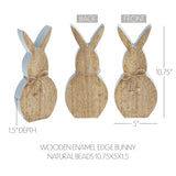 VHC Brands Spring In Bloom 2PC Spring In Bloom Wooden Enamel Edge Bunny w/ Natural Beads ,Small and Large