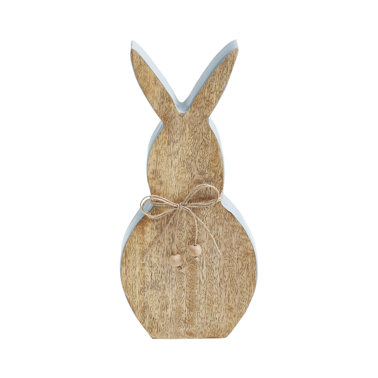VHC Brands Spring In Bloom 2PC Spring In Bloom Wooden Enamel Edge Bunny w/ Natural Beads ,Small and Large