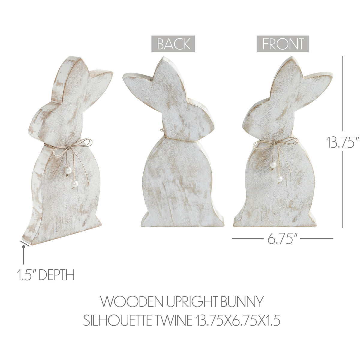 VHC Brands Spring In Bloom 2PC Spring In Bloom Wooden Upright Bunny Silhouette w/ Twine ,Small and Large