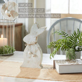 VHC Brands Spring In Bloom 2PC Spring In Bloom Wooden Upright Bunny Silhouette w/ Twine ,Small and Large