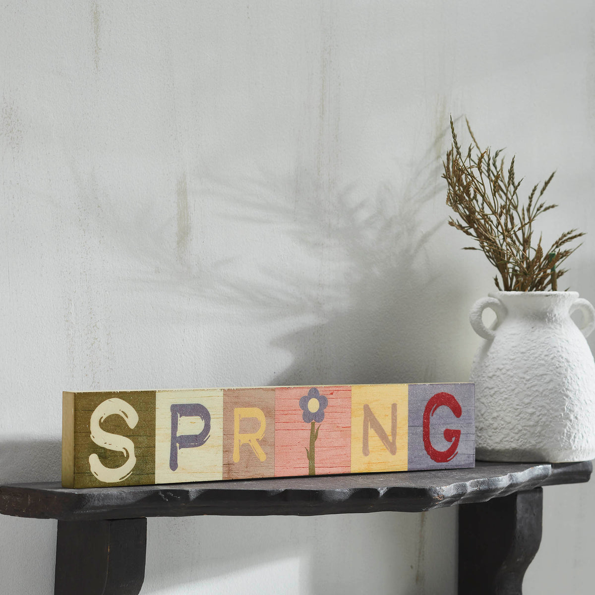 Mdf Spring Vert Sentiment Bunny Hop Multicolor SPRING MDF Block Sign 3x16x0.75 – VHC Brands Home ...