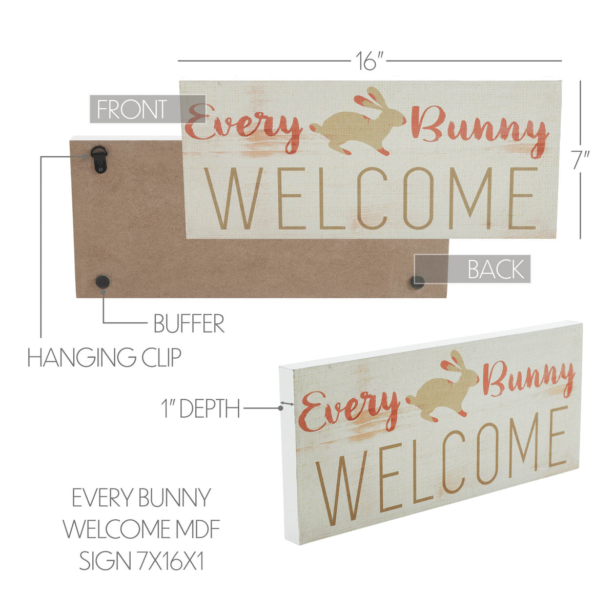 Bunny Hop Every Bunny Welcome MDF Sign 7x16x1 – VHC Brands Home Decor