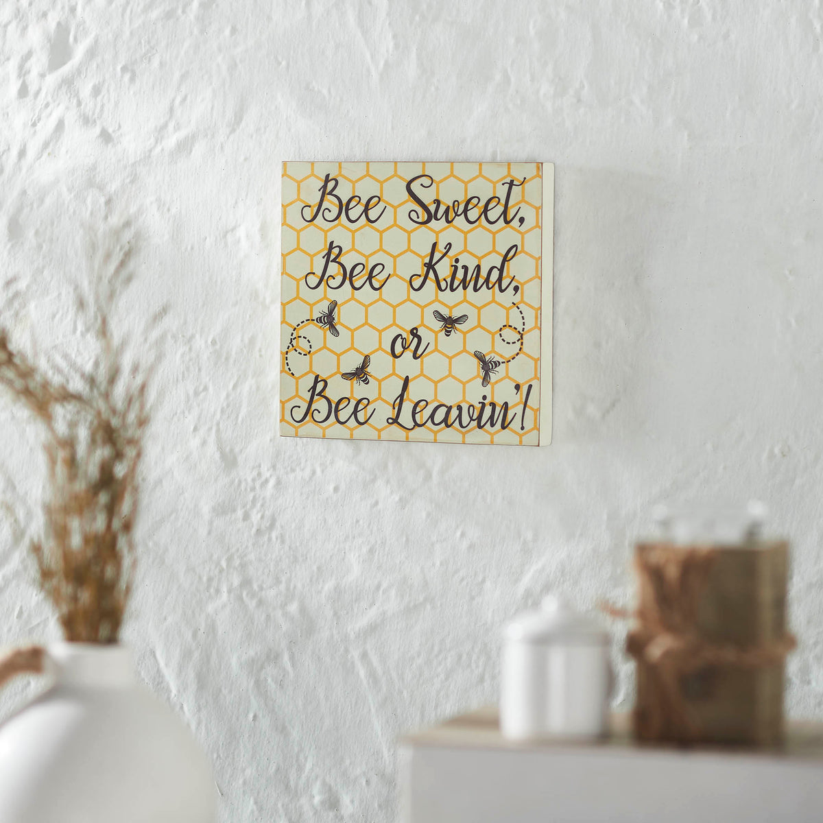 Bee Block Sign Buzzy Bees Bee Sweet, Bee Kind, or Bee Leavin! MDF Block Sign 8x8x1 ...