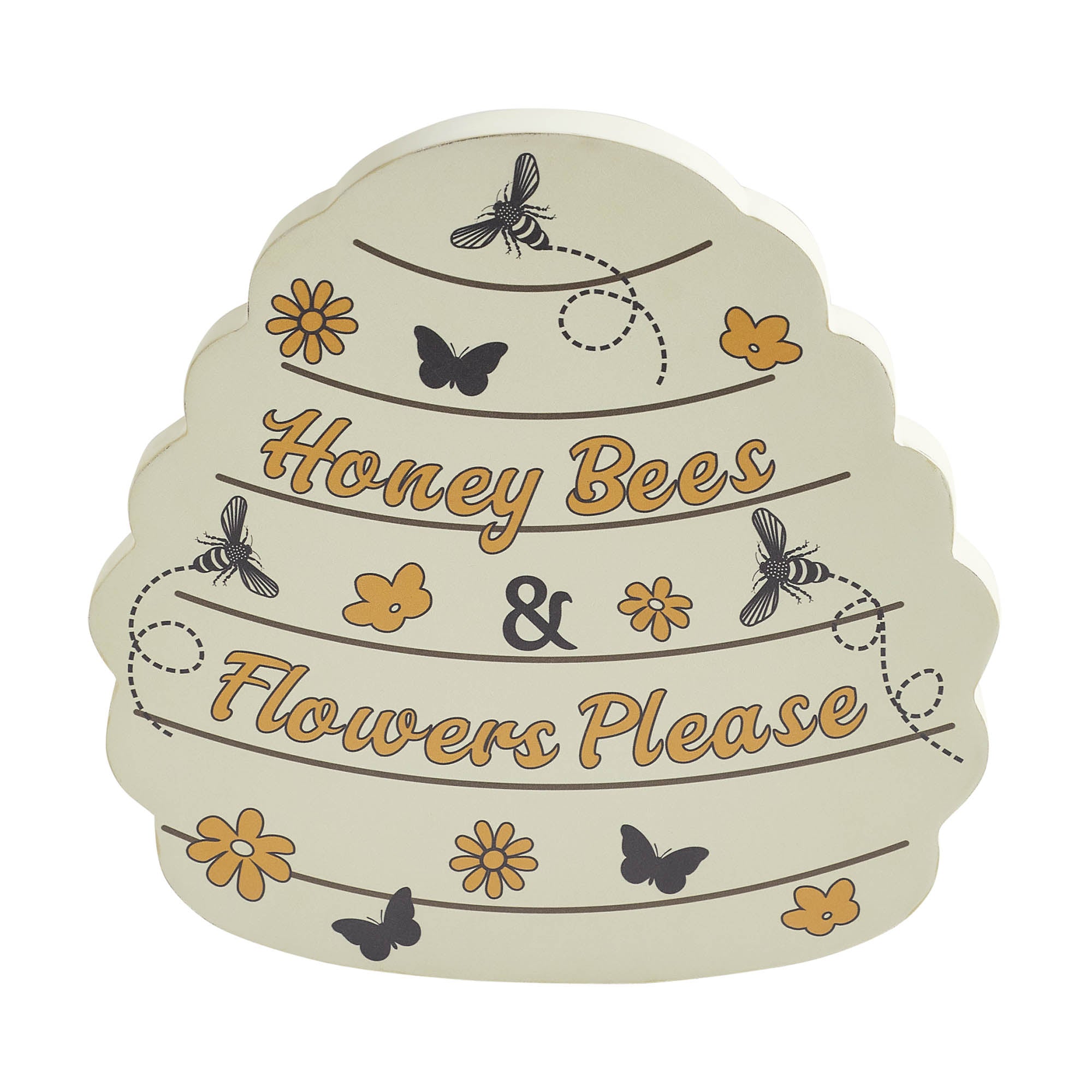 Buzzy Bees Honey Bees & Flower Please Bee Hive MDF Wall Sign