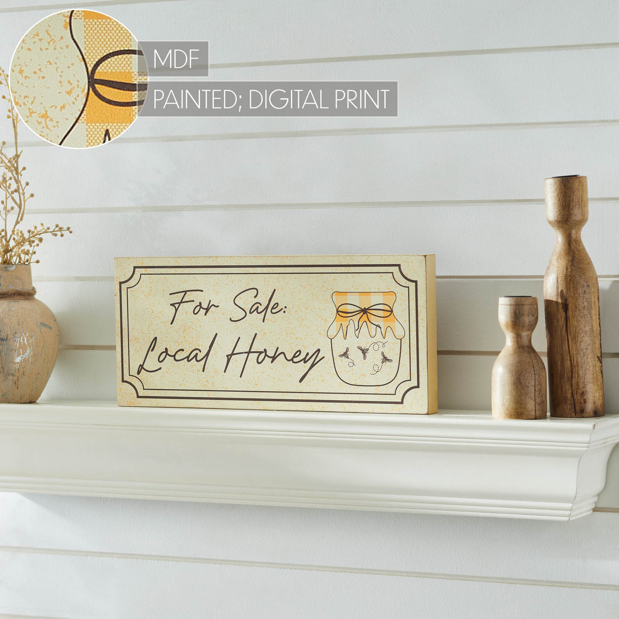Buzzy Bees For Sale Local Honey MDF Wall Sign 7x16x1