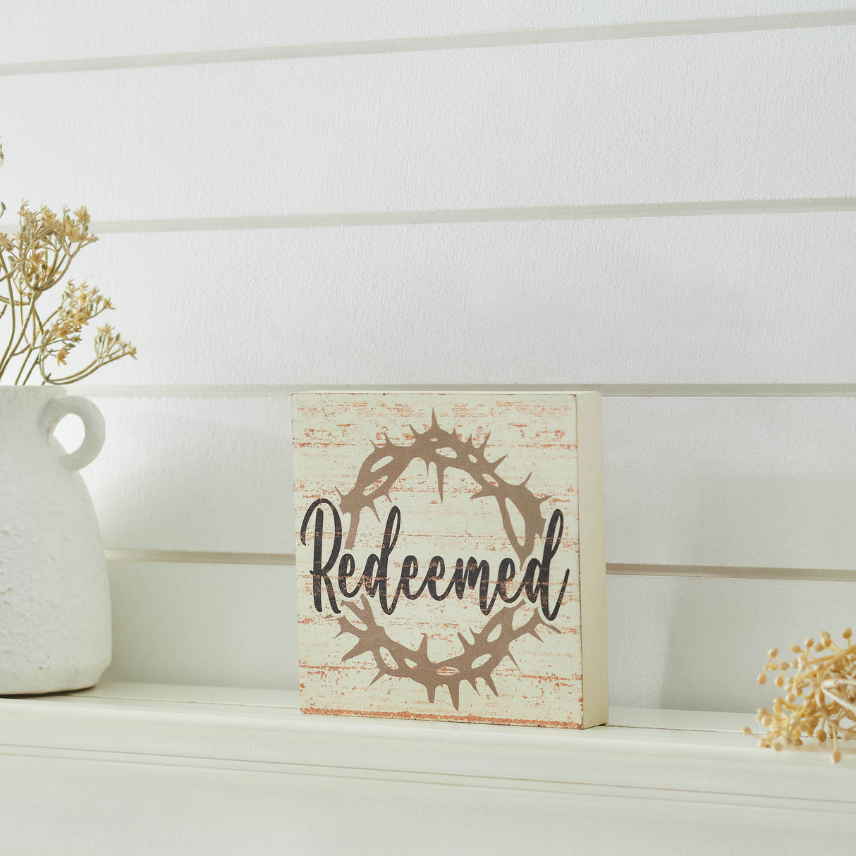 Celebrate Grace Redeemed w/ Crown Of Thorn MDF Block Sign 6x6x1