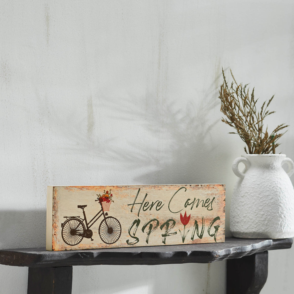 Spring Mdf Sign Spring In Bloom Here Comes Spring w/ Bicycle & Tulip MDF Wall Sign 4x1 ...