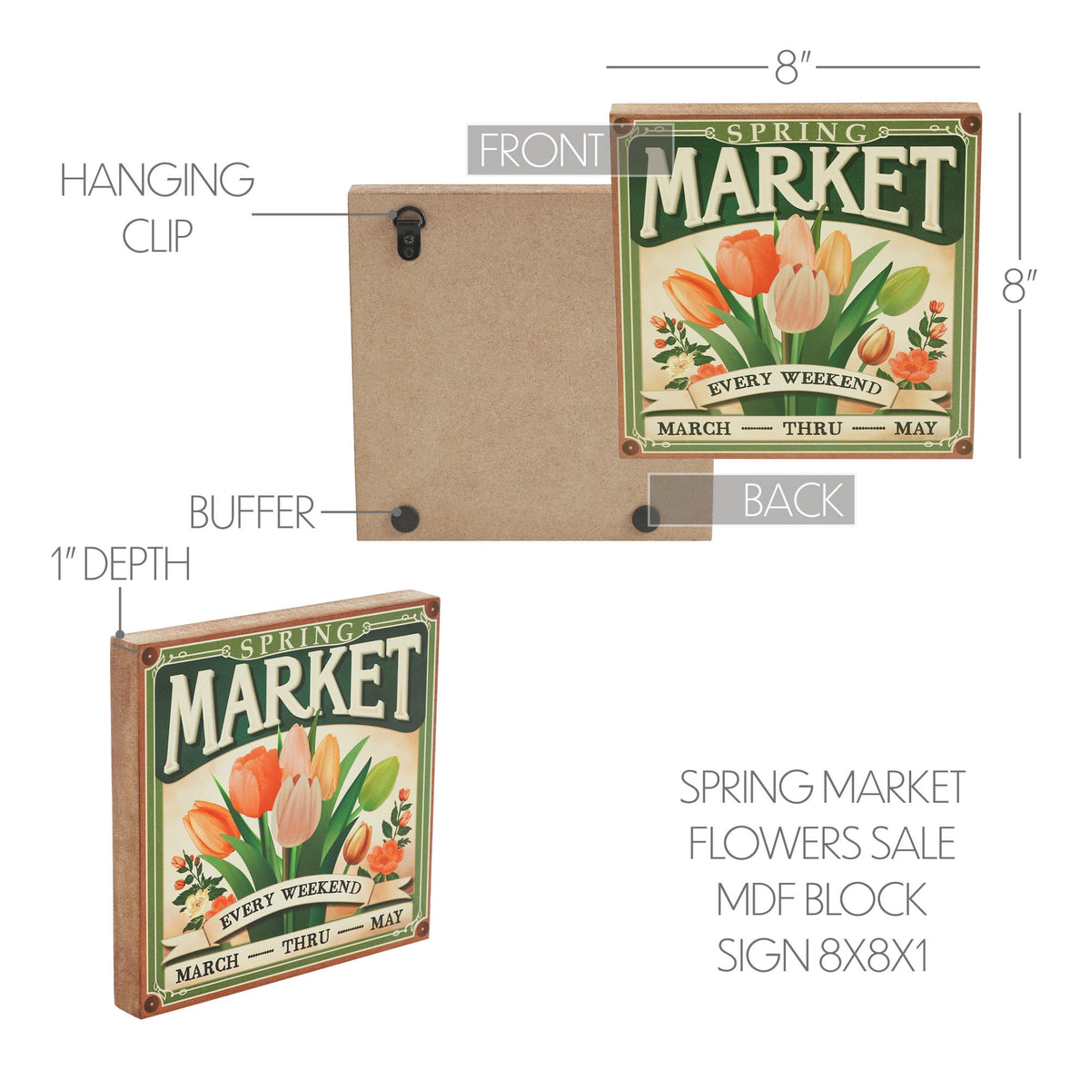 Spring Mdf Sign Spring In Bloom Spring Market Flowers Sale MDF Block Sign 8x8x1 – VHC ...