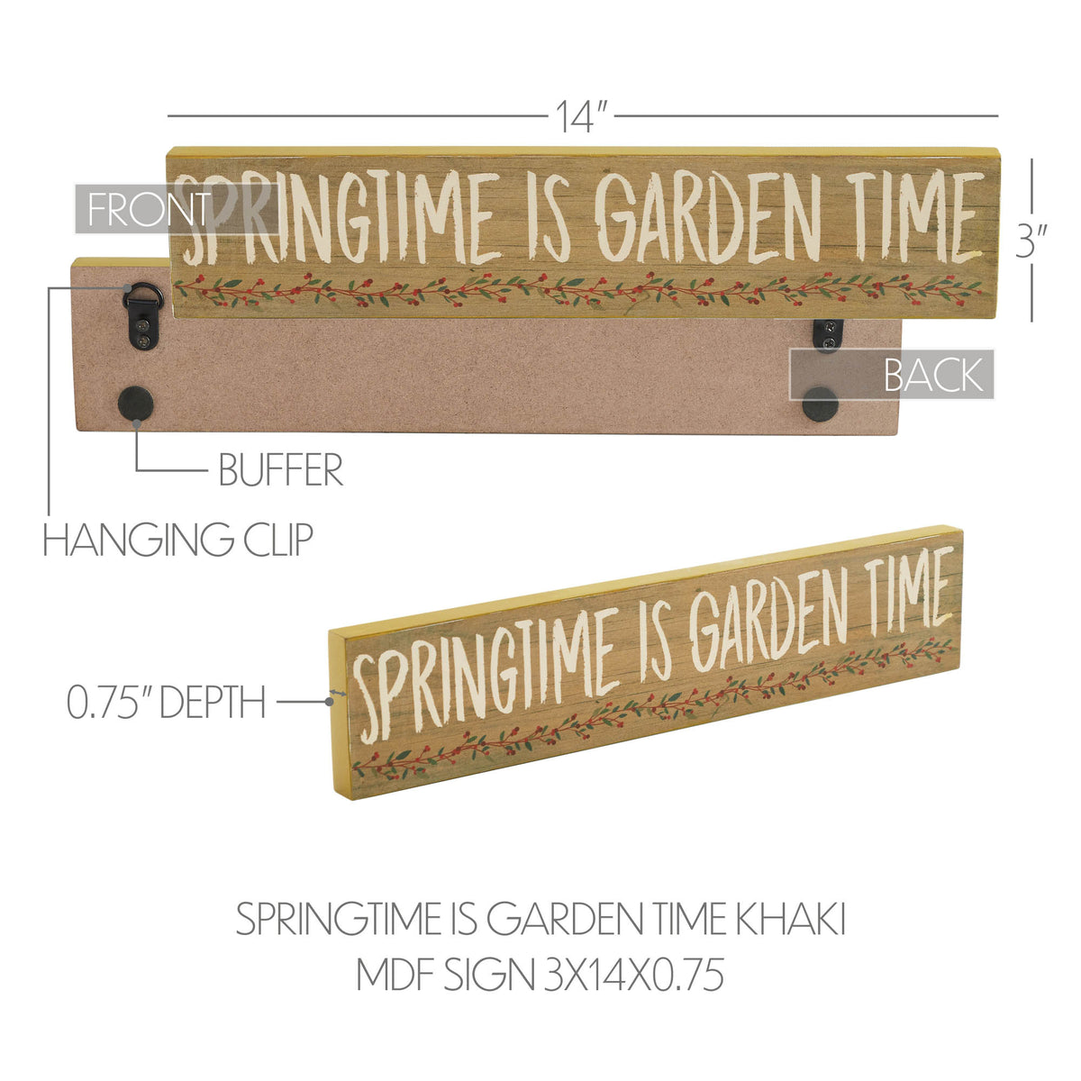 Spring Mdf Sign Spring In Bloom Springtime is Garden Time Khaki MDF Sign 3x14x0.75 ...